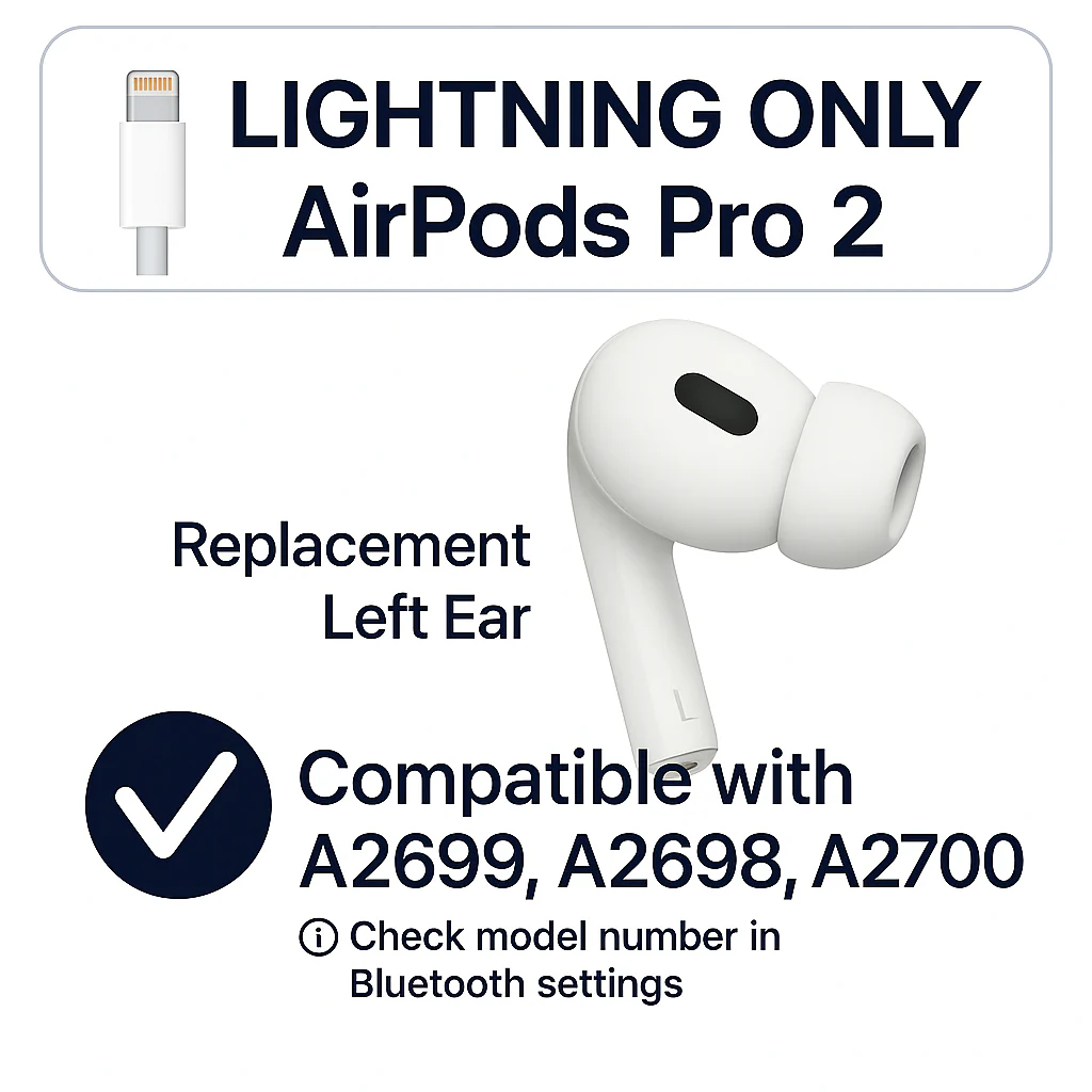 AirPods Pro (2nd Generation) Left Ear Replacement (A2699) – Lightning - Image 3