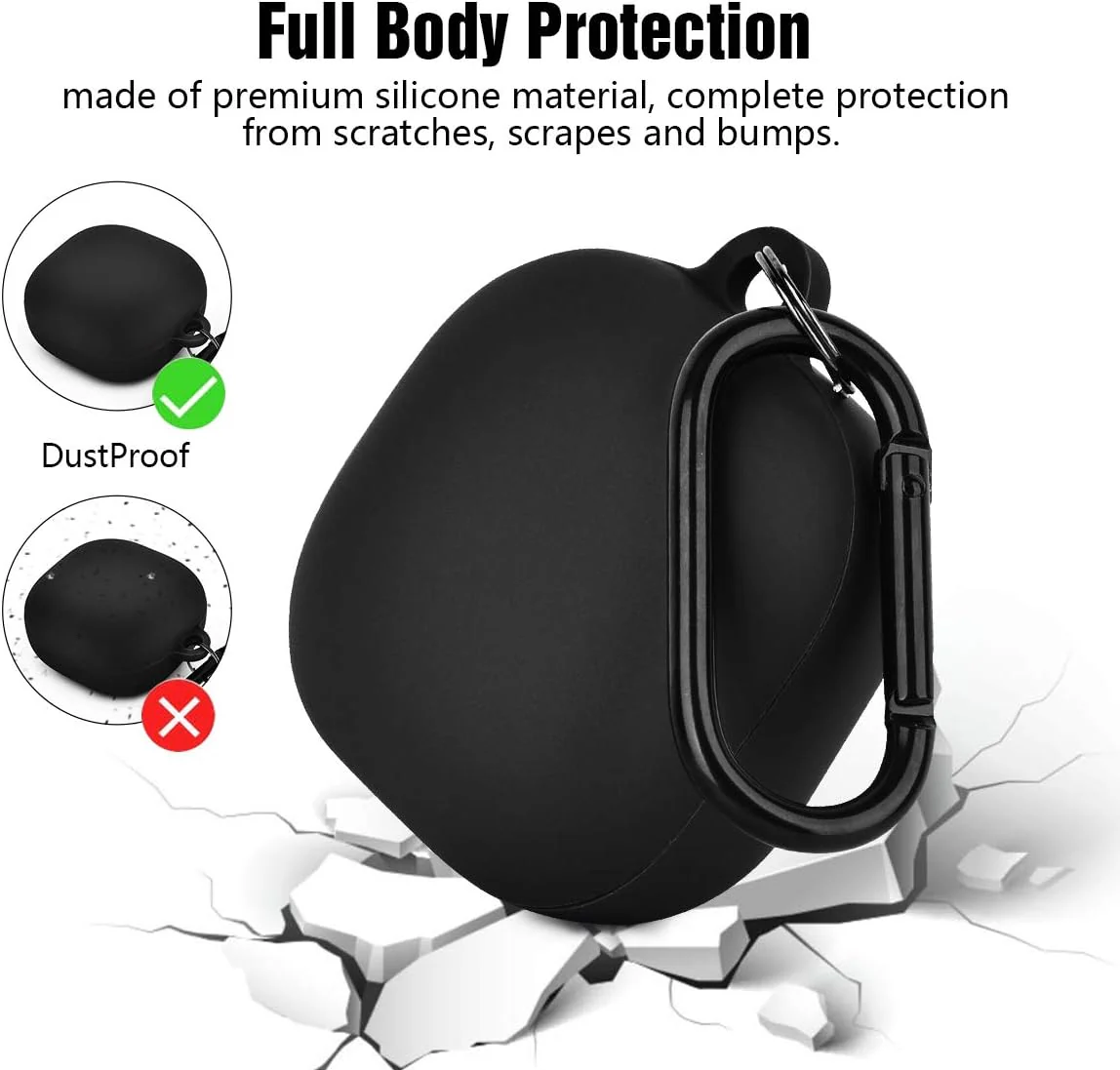 Silicone Case for Samsung Galaxy Buds 2 Pro/Galaxy Buds2/ Galaxy Buds Pro/Galaxy Buds Pro 2/ Galaxy Buds Live/Galaxy Buds FE Case (Black) - Image 3
