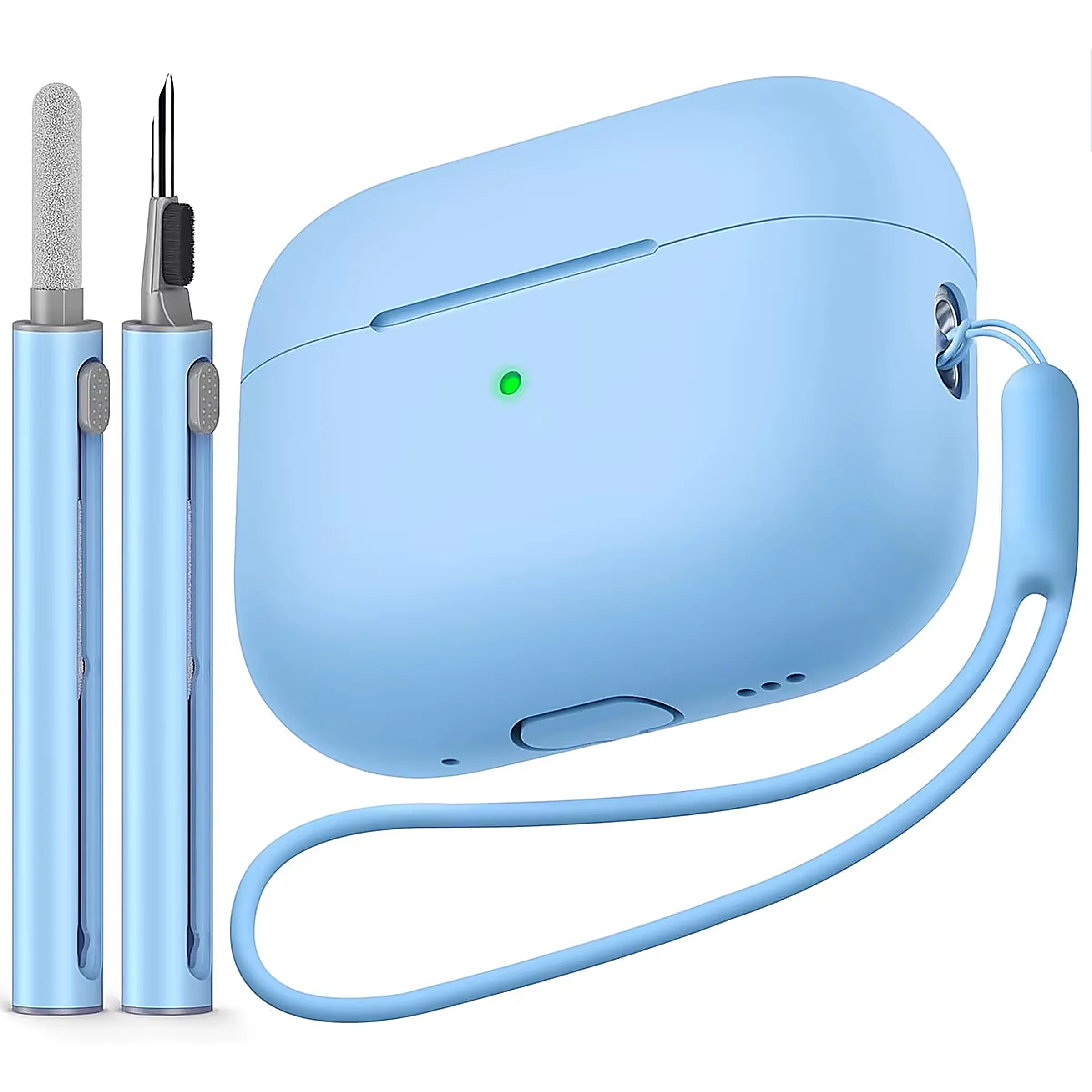Silicone Case With Cleaning Pen and Carabiner for AirPods Pro 2 - Image 3