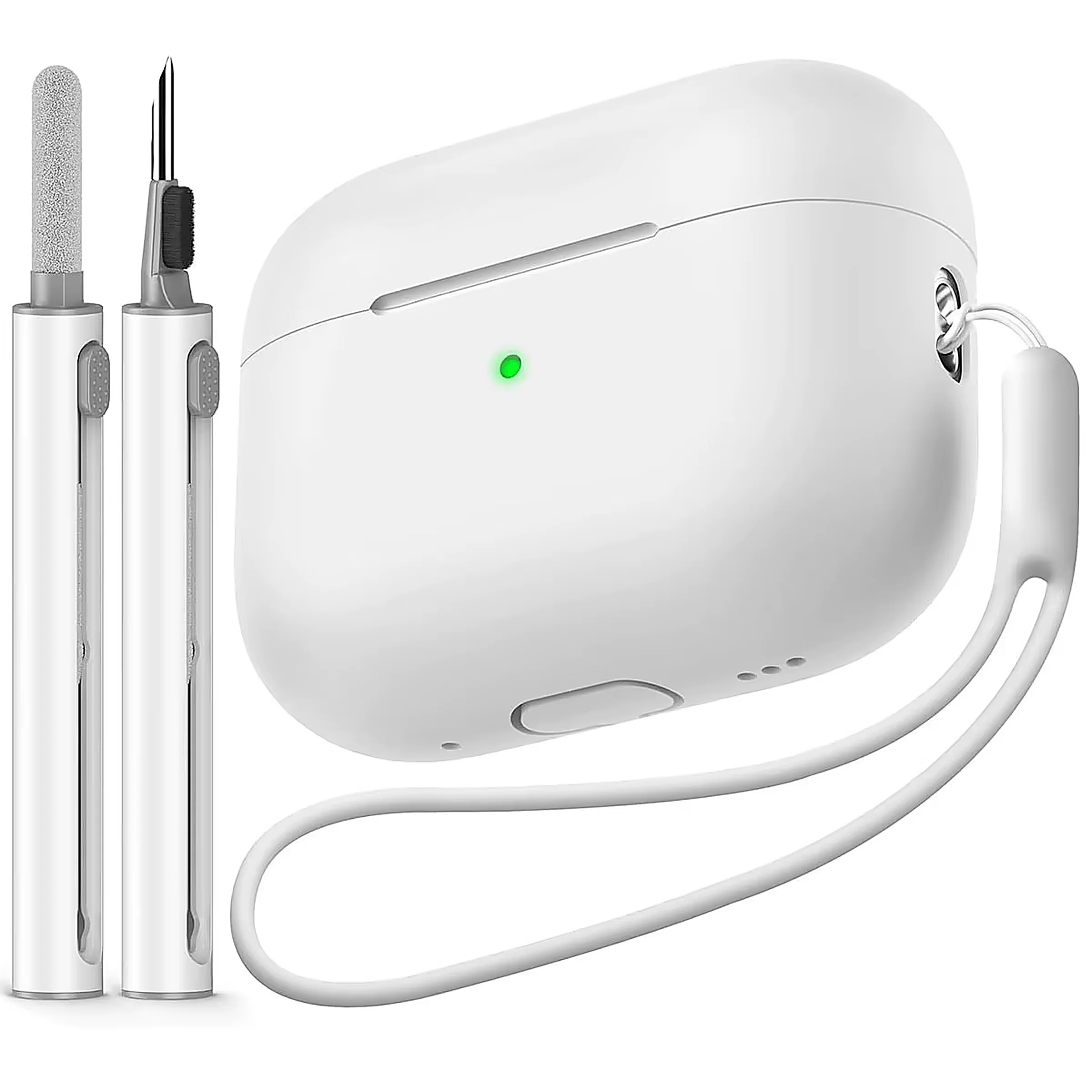 Silicone Case With Cleaning Pen and Carabiner for AirPods Pro 2 - Image 9